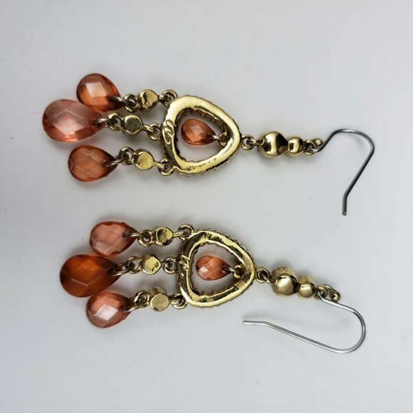 Tear drop pink blue green rhinestone earrings - Picture 3 of 6